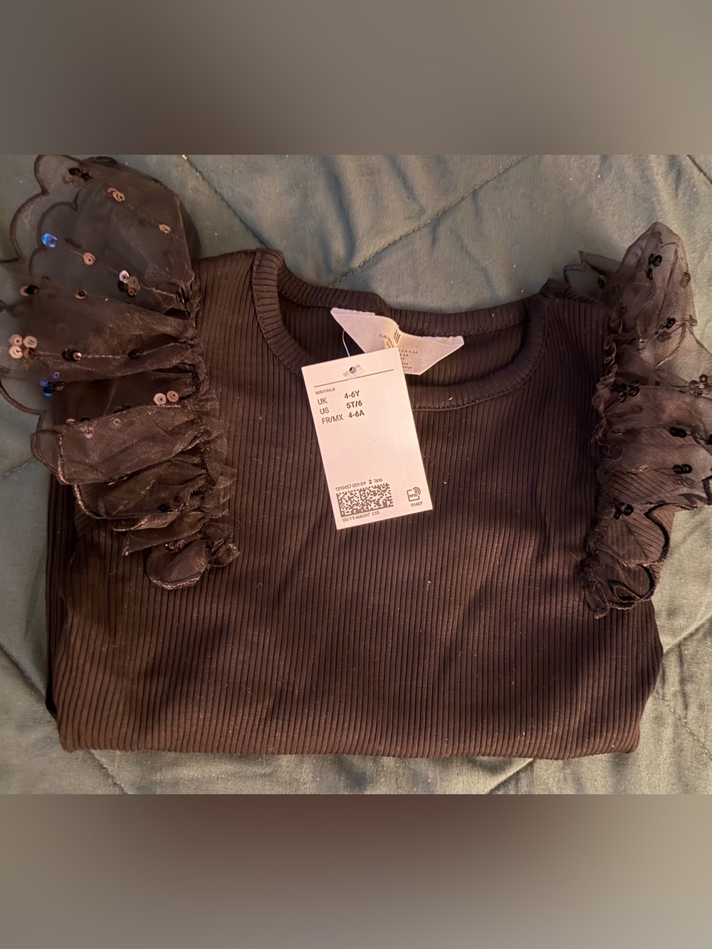 H&M TULLE-DETAIL COTTON TOP